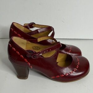 John Fluevog Malibran Shoes Womens 9.5 Wine Red Operetta Mary Jane Heels